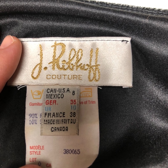 Joseph Ribkoff Couture Black Velvet With Glass Bead Embroidery Long Gown - Picture 10 of 10